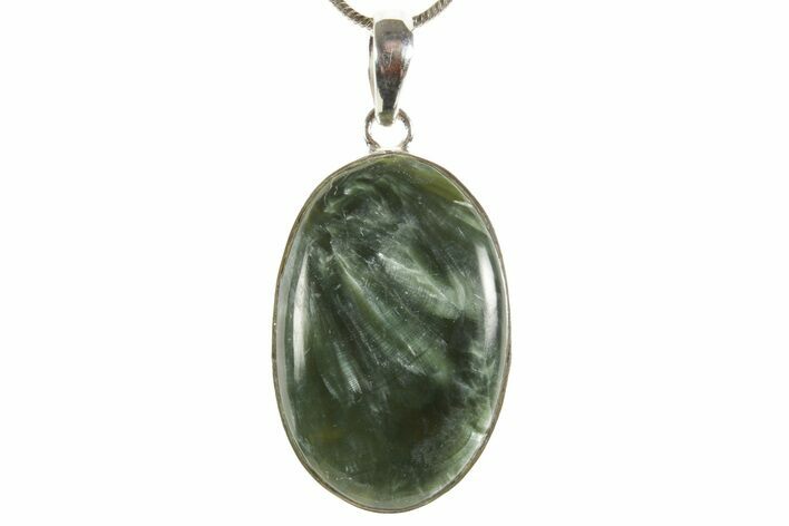 Polished Seraphinite Pendant (Necklace) - Sterling Silver #369935